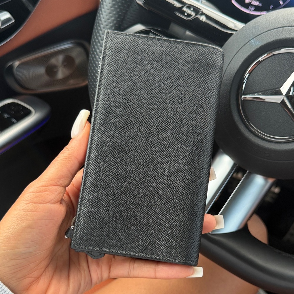 Prada Black Saffiano Leather Continental Wallet with Triangular Logo - Picture 3 of 5